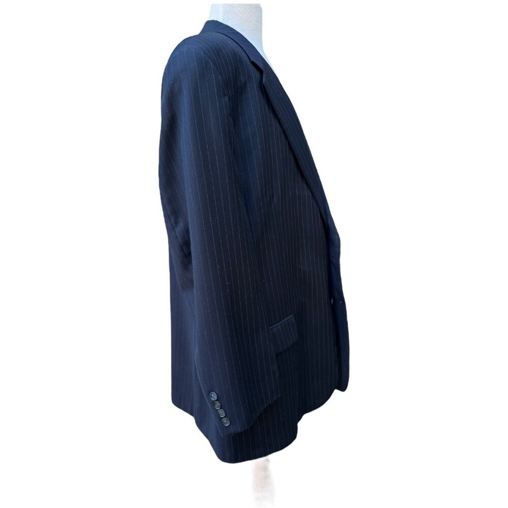 Lauren Ralph Lauren Classic-Fit Navy Pinstripe UltraFlex Suit Jacket - Men's 52R - Picture 7 of 11
